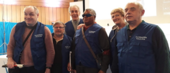 La section tir au Championnat de France de tir en 2020. De gauche à droite : J. BRION, Pascal LAMBERT son assistant, Louis OLIVAN assistant de J.C ROCROU, Maguy WEISS assistante de C. LUDMAN